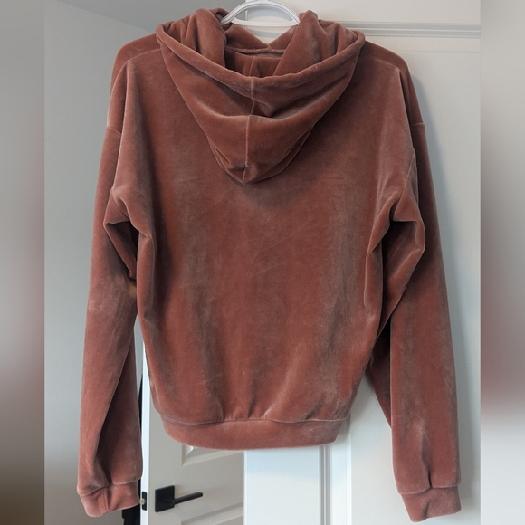 Women's Pink Velour Hoodie - Picture 2 of 6